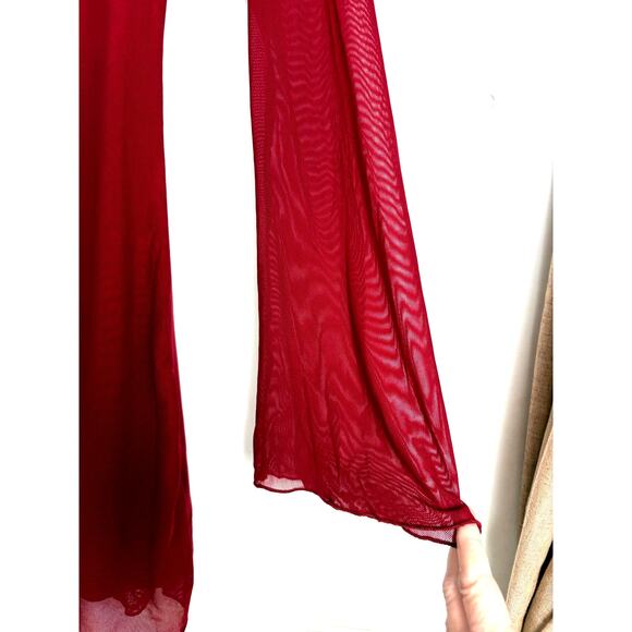 WHIMSIGOTH Women's Y2K  Red Mesh Lined Long Sleeve Backless Mini Dress Witchy M - Picture 5 of 9